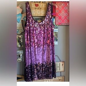 NWT beautiful ombré purple sequenced tank dress. Size Large